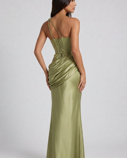 Women's Satin V-Neck Maxi Evening Party Summer Dress