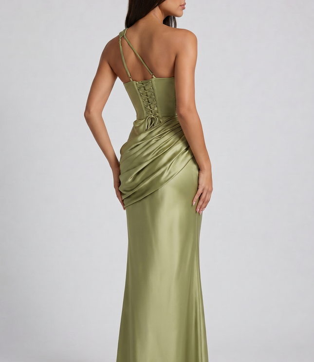 Women's Satin V-Neck Maxi Evening Party Summer Dress