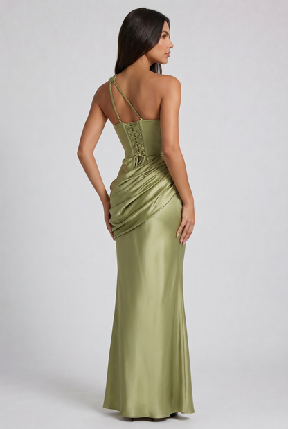 Women's Satin V-Neck Maxi Evening Party Summer Dress