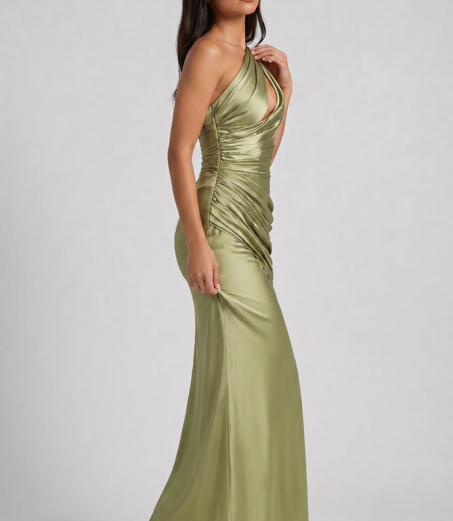 Women's Satin V-Neck Maxi Evening Party Summer Dress