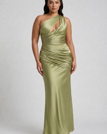 Women's Satin V-Neck Maxi Evening Party Summer Dress