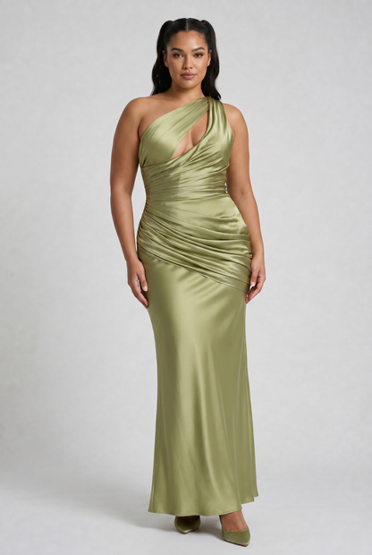 Women's Satin V-Neck Maxi Evening Party Summer Dress