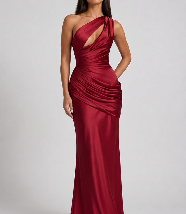 Women's Satin V-Neck Maxi Evening Party Summer Dress