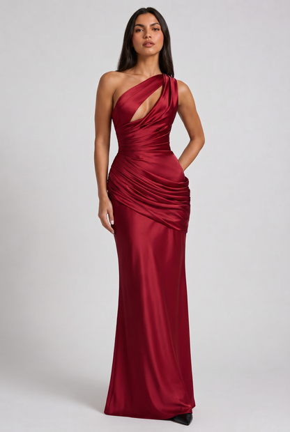 Women's Satin V-Neck Maxi Evening Party Summer Dress