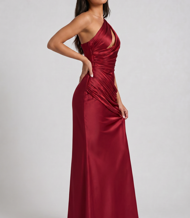 Women's Satin V-Neck Maxi Evening Party Summer Dress