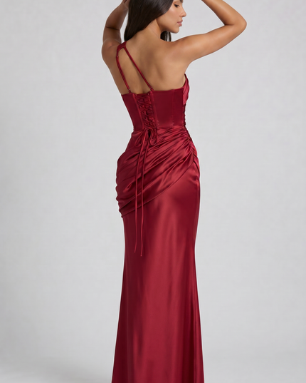 Women's Satin V-Neck Maxi Evening Party Summer Dress