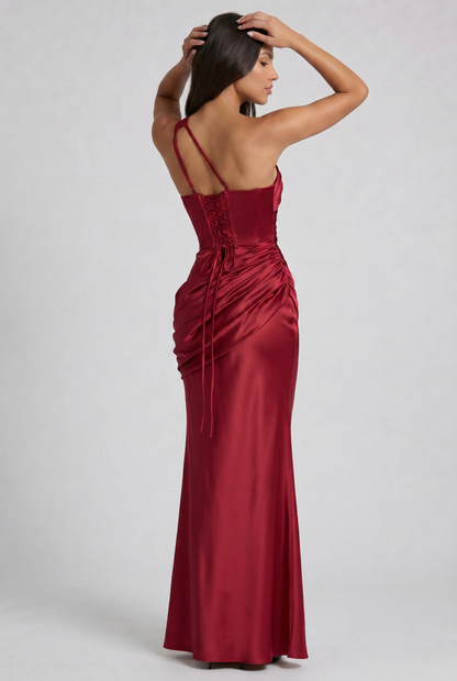 Women's Satin V-Neck Maxi Evening Party Summer Dress