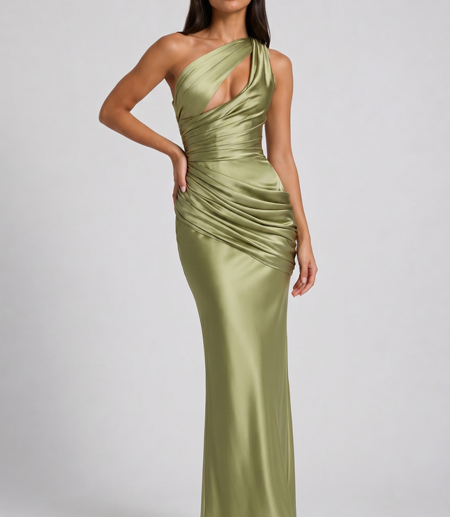 Women's Satin V-Neck Maxi Evening Party Summer Dress