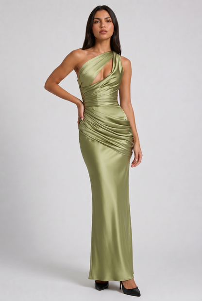 Women's Satin V-Neck Maxi Evening Party Summer Dress