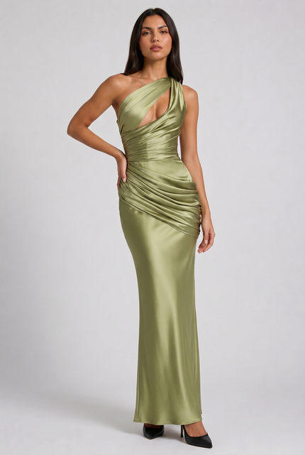 Women's Satin V-Neck Maxi Evening Party Summer Dress