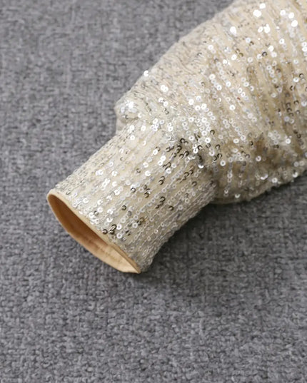 Women's Sequin Mini Dress with Dolman Sleeves and a Bare Shoulder