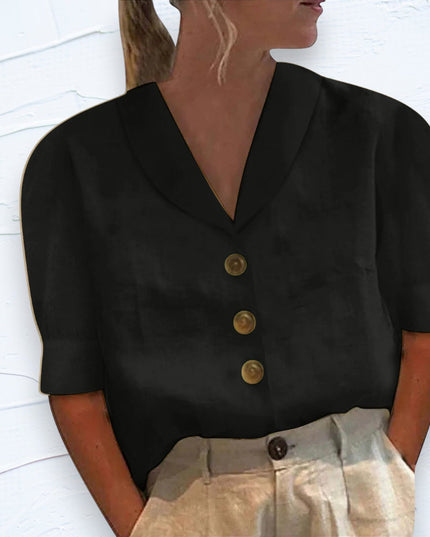 Women's Shawl V-Neck Cap Sleeve Relaxed Summer Top