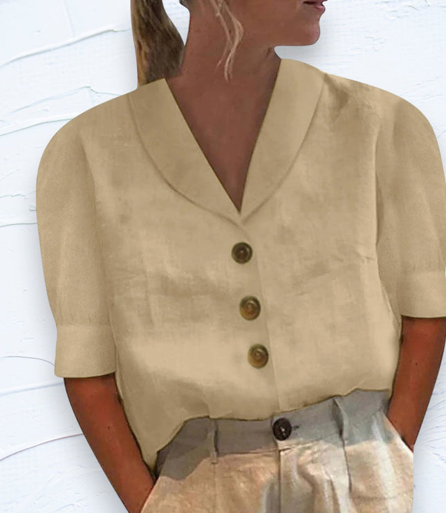 Women's Shawl V-Neck Cap Sleeve Relaxed Summer Top