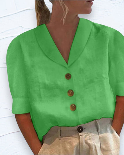 Women's Shawl V-Neck Cap Sleeve Relaxed Summer Top