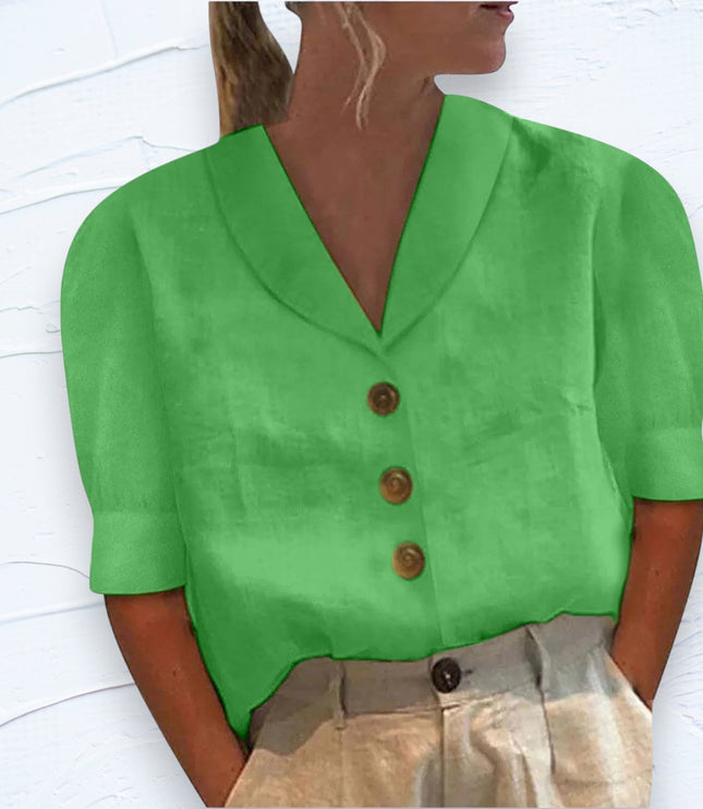 Women's Shawl V-Neck Cap Sleeve Relaxed Summer Top