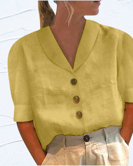 Women's Shawl V-Neck Cap Sleeve Relaxed Summer Top
