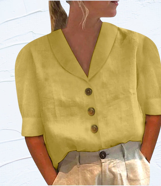 Women's Shawl V-Neck Cap Sleeve Relaxed Summer Top