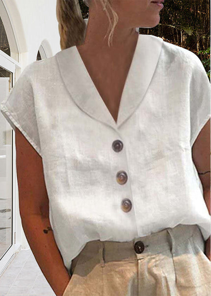 Women's Shawl V-Neck Cap Sleeve Relaxed Summer Top