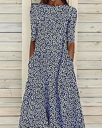 Women's Short Sleeve Floral A-Line Summer Maxi Dress