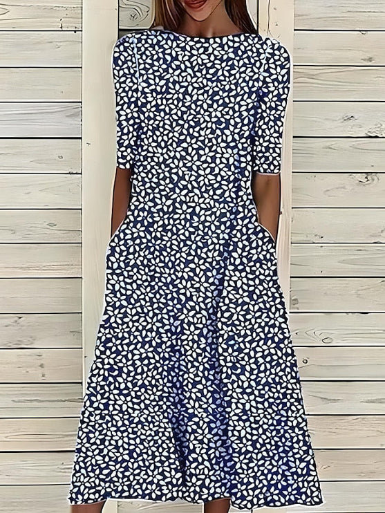 Women's Short Sleeve Floral A-Line Summer Maxi Dress