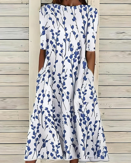 Women's Short Sleeve Floral A-Line Summer Maxi Dress