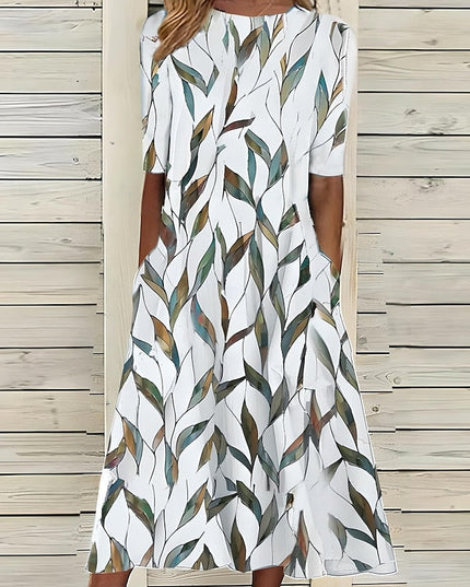 Women's Short Sleeve Floral A-Line Summer Maxi Dress