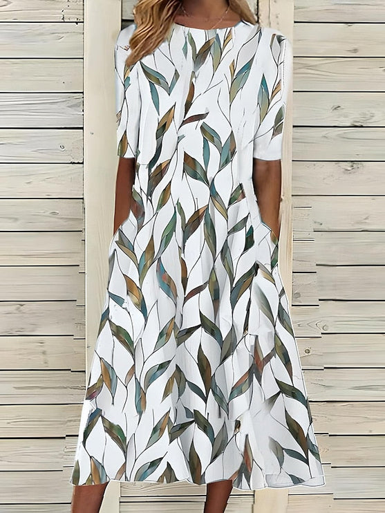 Women's Short Sleeve Floral A-Line Summer Maxi Dress