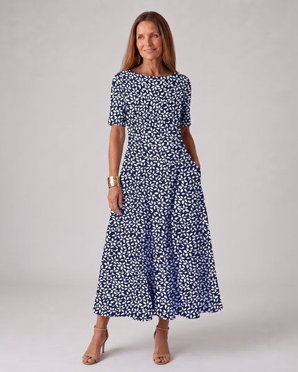 Women's Short Sleeve Floral A-Line Summer Maxi Dress