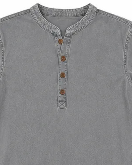 Women's Short Sleeve Henley Button Front Tunic Top