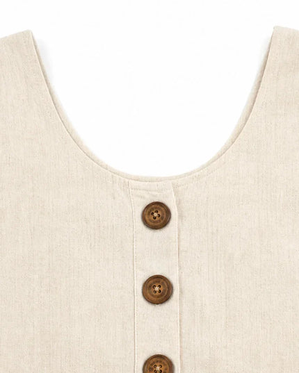 Women's Sleeveless Button Front Pocket Tank Dress