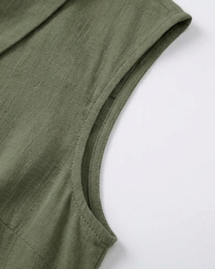 Women's Sleeveless Collared Button-Up Summer Blouse