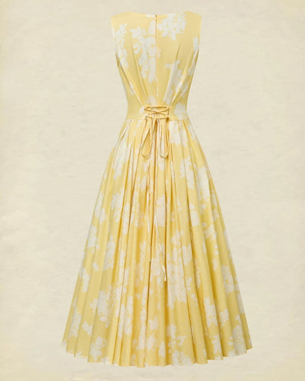 Women's Sleeveless Floral Print Swing Midi Dress