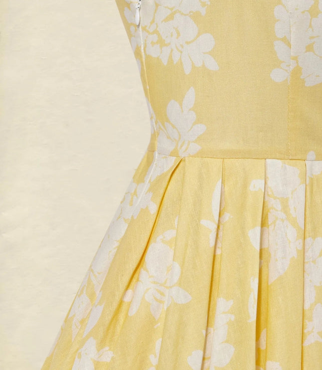 Women's Sleeveless Floral Print Swing Midi Dress