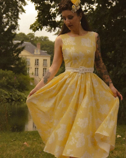 Women's Sleeveless Floral Print Swing Midi Dress