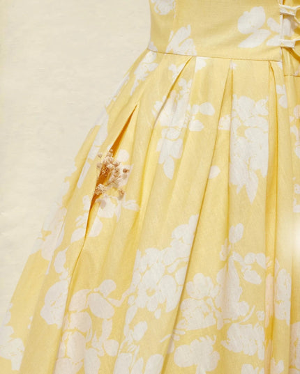 Women's Sleeveless Floral Print Swing Midi Dress