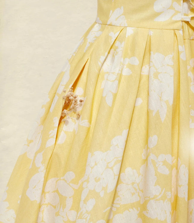 Women's Sleeveless Floral Print Swing Midi Dress