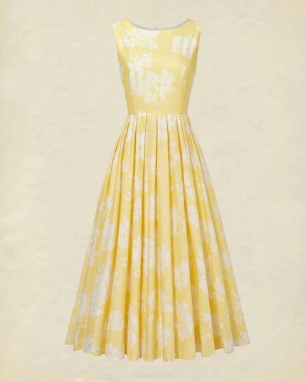 Women's Sleeveless Floral Print Swing Midi Dress
