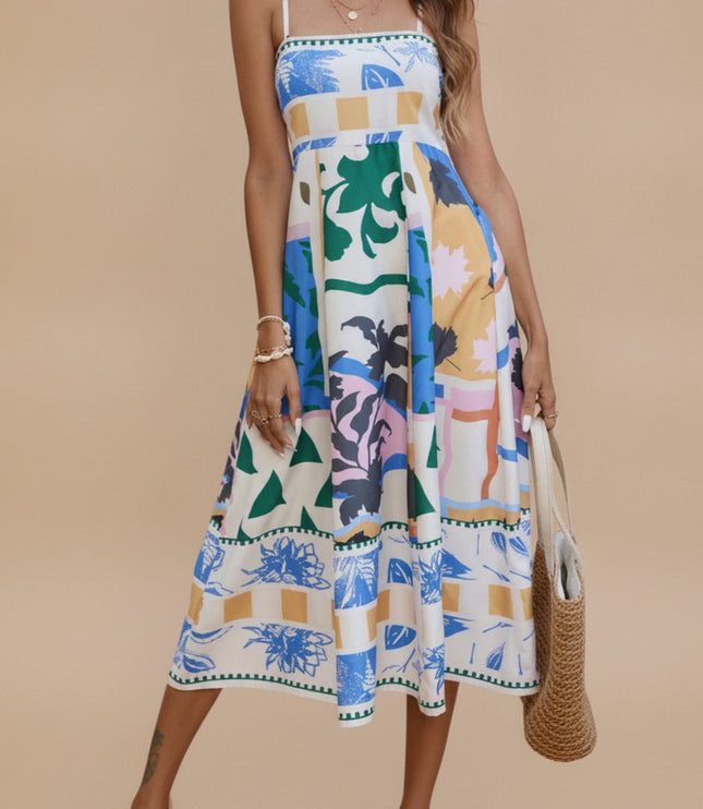 Women's Sleeveless Spaghetti Strap Midi Summer Dress