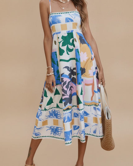 Women's Sleeveless Spaghetti Strap Midi Summer Dress