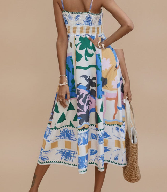 Women's Sleeveless Spaghetti Strap Midi Summer Dress
