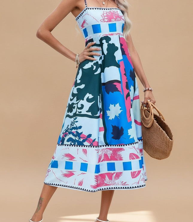 Women's Sleeveless Spaghetti Strap Midi Summer Dress