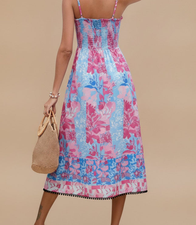 Women's Sleeveless Spaghetti Strap Midi Summer Dress