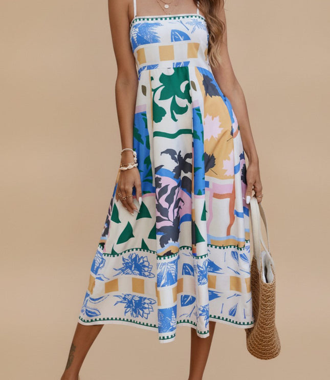 Women's Sleeveless Spaghetti Strap Midi Summer Dress