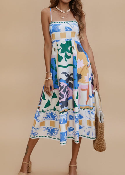 Women's Sleeveless Spaghetti Strap Midi Summer Dress