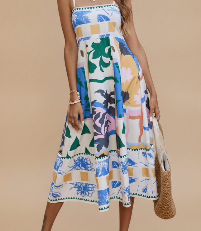Women's Sleeveless Spaghetti Strap Midi Summer Dress