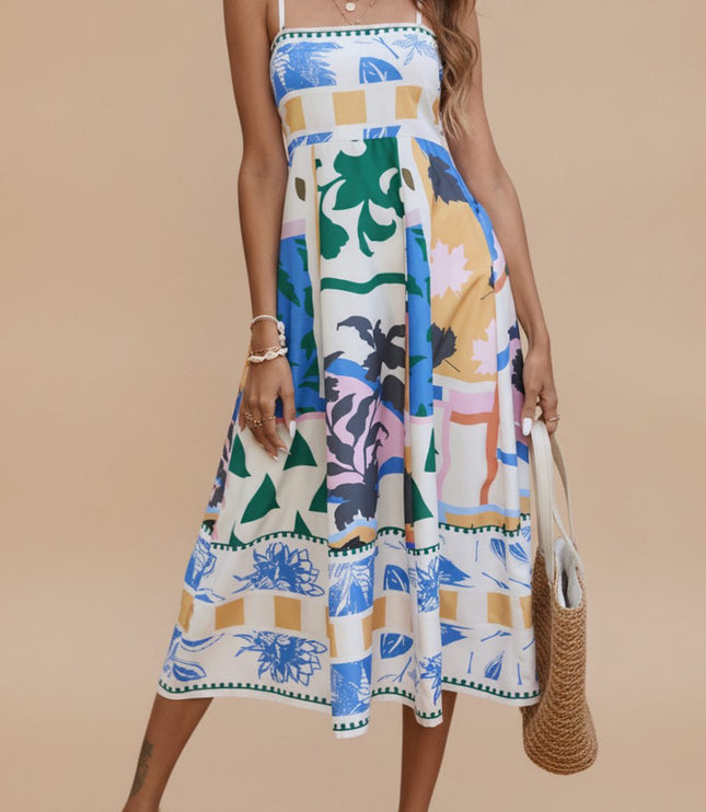 Women's Sleeveless Spaghetti Strap Midi Summer Dress