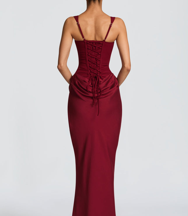Women's Sleeveless Wide Strap Corset Maxi Dress