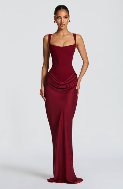Women's Sleeveless Wide Strap Corset Maxi Dress