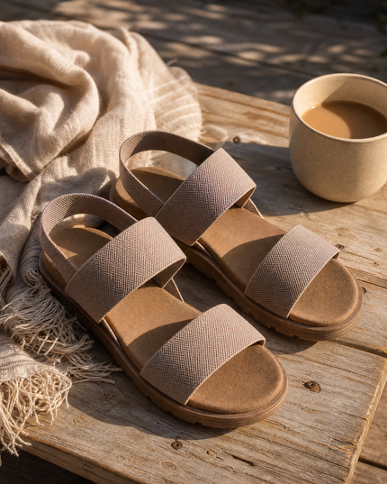 Women's Slip-On Elastic Strap Cushioned Flat Sandals