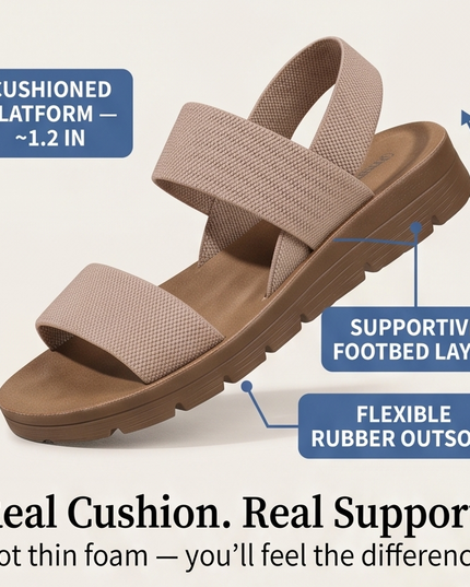 Women's Slip-On Elastic Strap Cushioned Flat Sandals